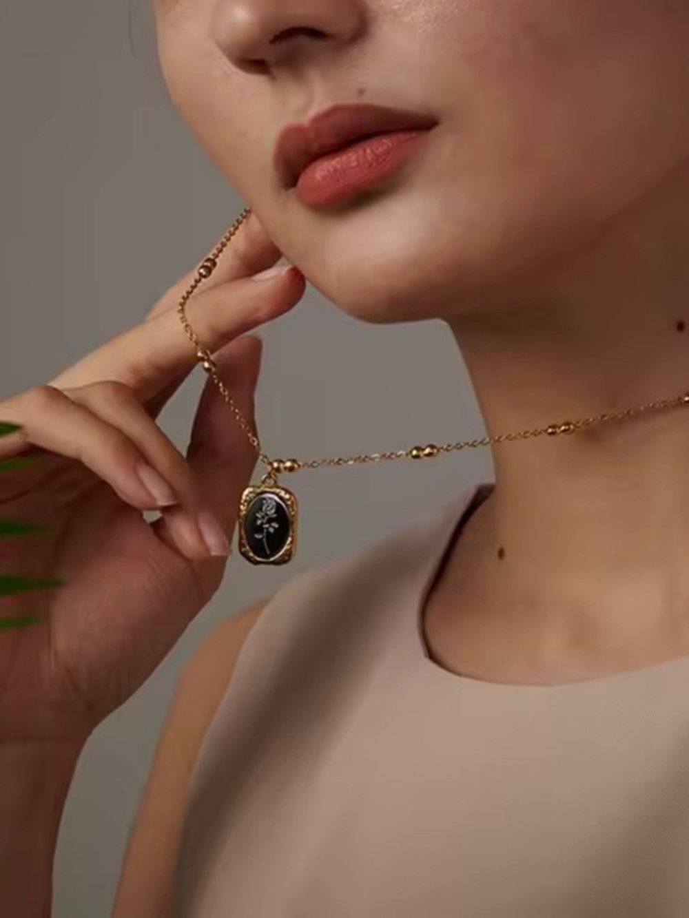 Two-Tone Rose Pendant Necklace